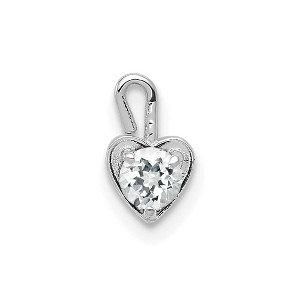 Black Bow Jewelry Apr Synthetic White Topaz 14k White Gold Heart Pendant Enhancer, 5mm - 1 of 4