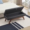 PAGED Storage Ottoman Bench Modern Shoe Bench with Wood Legs, Teddy Fabric End of Bed Table for Living Room, Bedroom, Entryway - 2 of 4