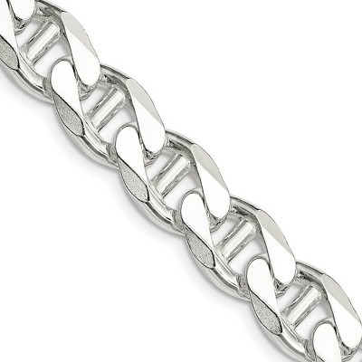 Black Bow Jewelry Men's 10.5mm Sterling Silver Solid Flat Cuban Anchor Chain Necklace