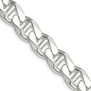 Black Bow Jewelry Men's 10.5mm Sterling Silver Solid Flat Cuban Anchor Chain Necklace - 1 of 4
