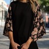 Amaryllis Women's Long-Sleeve Mixed Floral Fabric Top Boat Neck Stylish Versatile - 2 of 4