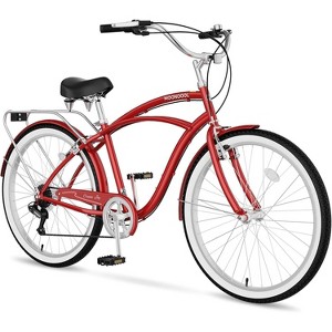 Docred Beach Cruiser Bike,24/26 Inch 7-Speed Adult Bicycle, Comfortable Step-Through Frame with Rear Rack, Classic City Cruiser - 1 of 4