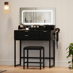 Vanity Desk with Mirror and Lights, LED Lighted Mirror Design, Ample ...