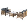 Coolbibila-PE Wicker Sofa Set Brown, 2 Pieces Single Sofa With Gray Cushion, Patio Furniture Set 2 Piece, Accent Chairs For Outdoor - 3 of 4