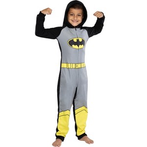DC Comics Big Boys' Superhero Character Hooded Union Suit Footless Pajamas Costume - 1 of 3