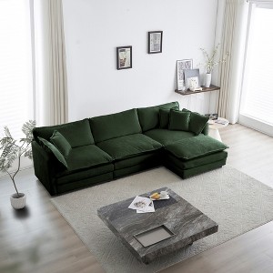 Oversized 111.42" Chenille Modular L-Shaped Sectional Sofa with Double-layer Cushion and Ottoman, 4-Piece Free combination Sofa - 1 of 4