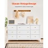 VEVOR 9 Drawer Dresser, Wooden Chest of Drawers with Sliding and Anti-tip Device, Retro Minimalist Dresser Chest, White - 3 of 4