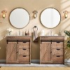 SinCiDo 30" Farmhouse Bathroom Storage Cabinet, Bathroom Dressing Table with Sink, Sliding Barn Door, 3 Drawers and Adjustable Shelves,Light Brown - 2 of 4