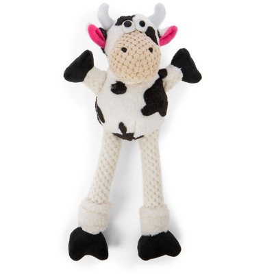 goDog Checkers Skinny Cow Squeaky Plush Dog Toy, Chew Guard Technology, Small