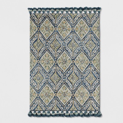 5'x7' Floral Hooked Area Rug Blue - Threshold™