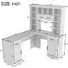 Sapphtopaz L-Shaped Writing Desk with 2 Cabinets & 2 Drawers Computer Desk with Open Bookcase & Electrical Outlet Study Table for Home Office - 2 of 4