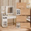 38 Inch Vanity Desk, Vanity Desk with Mirror and LED Lights, Modern Makeup Dressing Table, 2 Drawers, Tertiary Board, for Bedroom, White - 3 of 4