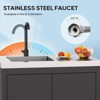ROVSUN Commercial Black Stainless Steel Utility Sink with Cabinet and Wheels, 34.5"D x 19.6"W x 35.4"H, Heavy-Duty Freestanding Sink for Restaurant - 3 of 4