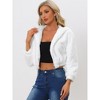 INSPIRE CHIC Women's Casual Hooded Zip Up Long Sleeve Cropped Faux Fur Jacket - 2 of 4
