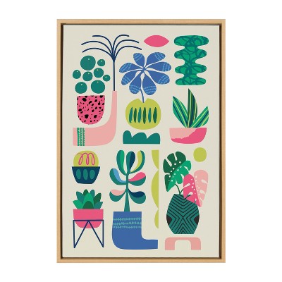 Colorful Mid-Century Modern Houseplants Canvas Wall Art