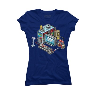 Junior's Design By Humans 8bit computer By raynoa T-Shirt