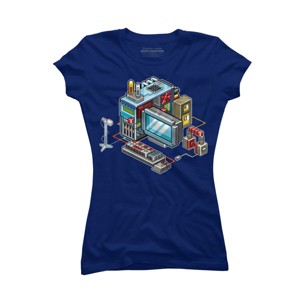 Junior's Design By Humans 8bit computer By raynoa T-Shirt - 1 of 3