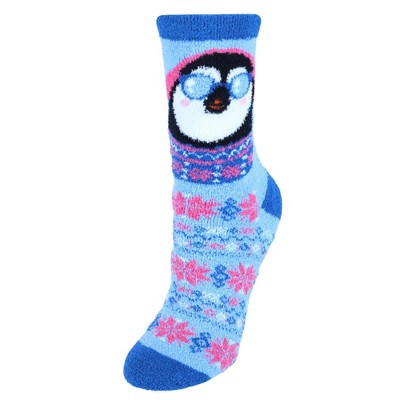 Ctm Women's Chamois Holiday Front Facing Character Gripper Socks, Blue :  Target