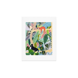 Ambers Textiles Jungle Sloth and Panther Wall Art Print Green - society6 - 1 of 4