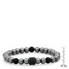Steeltime Men's black lava, hematite, stainless steel and black crystal beaded stretch bracelet - 3 of 4