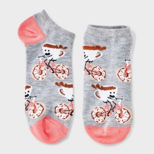 Women's Coffee & Doughnuts Cycle Low Cut Socks - Heather Gray/Peach 4-10 - 1 of 3
