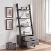 YONWAY Two Drawer Ladder Bookcase, Bookshelf with Metal Bar Handles Distressed Grey and Black Two Tone Color for Living Room, Home, Office - 2 of 4