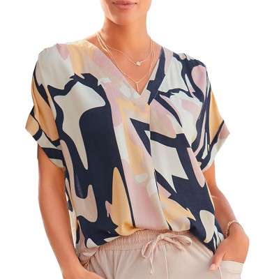 Women's Pleated Print Blouse Shirt - LASCANA