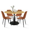 Harrison+Bingo 5-Piece Round-Shaped Wood Grain Dining Table Set With 4 Upholstered Chairs Black Legs-Maison Boucle - 2 of 4