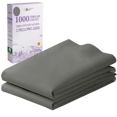 Luxury 1000 Thread Count Pillowcase Set, 100% Cotton Sateen by California Design Den