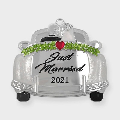Harvey Lewis 2021 Just Married Car Ornament with Fine Crystals