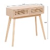 HOMLUX Rattan Console Table Entryway Side Table with 2 Rattan Drawers,Black/Natural - 3 of 4
