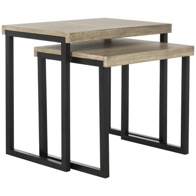 Femi Light Brown and Black Rectangular End Table Set