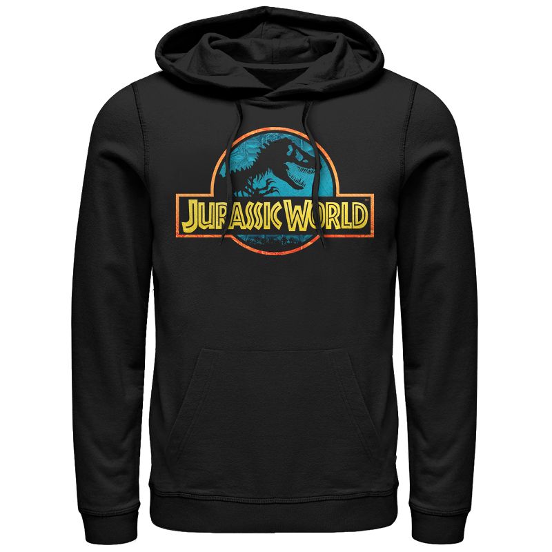 Men's Jurassic World Color Outline Logo Pull Over Hoodie, 1 of 4