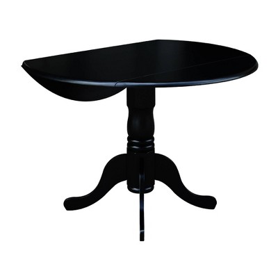 Casual Contemporary 42" Black Round Wood Extendable Dining Table