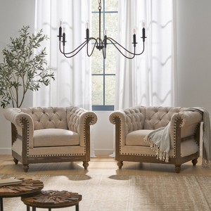Christopher Knight Home Voll Chesterfield Fabric Tufted Club Chairs with Nailhead Trim (Set of 2) - 1 of 4