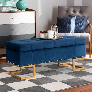 Ellery Velvet Fabric Upholstered Ottoman - Baxton Studio - 1 of 4