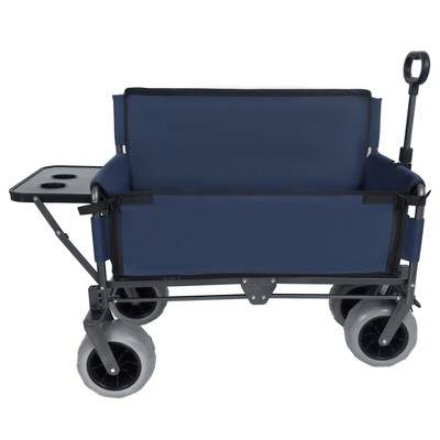 Grungis 3-in-1 Folding Wagon Cart with Rear-Mounted Folding Tabletop,Shopping Cart with 9"x4" Beach Tires,Utility Cart for Camping,Shopping