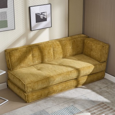 Modular Chaise Lounge Freely Combinable Sleeper Sofa Bed Daybed Lazy Sofa Couch, Space-saving, Chenille Upholstered-ModernLuxe