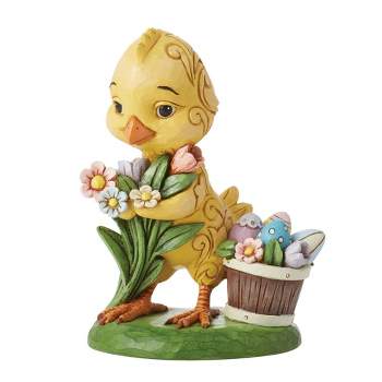 Jim Shore 5.0 Inch One Cute Easter Chick Painted Eggs Flowers Animal Figurines