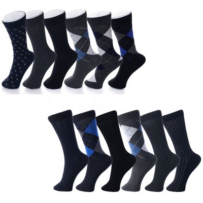 Alpine Swiss Mens Cotton 12 Pack Dress Socks Solid Ribbed Argyle Shoe ...