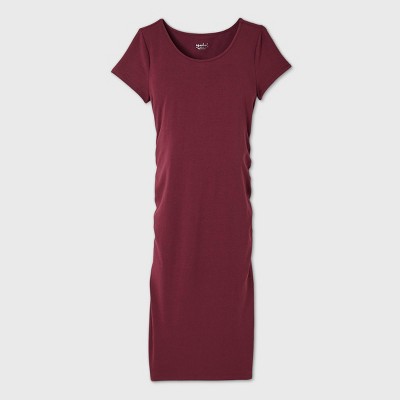 dark red maternity dress