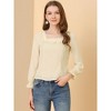 INSPIRE CHIC Women's Square Neck Puff Long Sleeve Ruffled Blouse Top - 4 of 4