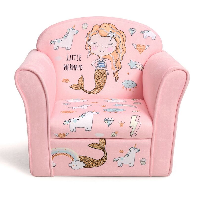 Costway Kids Mermaid Sofa Children Armrest Couch Upholstered Chair Toddler Furniture, 1 of 11