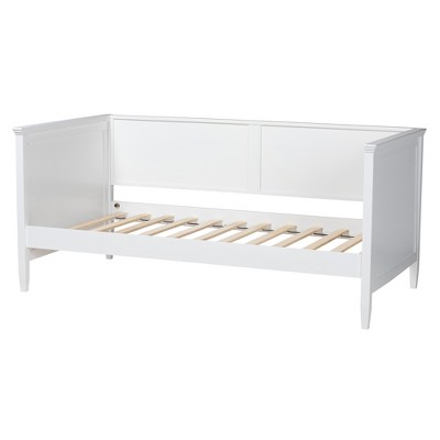 White Wood Twin Daybed with Upholstered Headboard and Slats