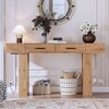 Gulches 63 in Natural Rectangular Particle Board Console Table with Foot Pads Farmhouse Style Engineered Wood - 2 of 4