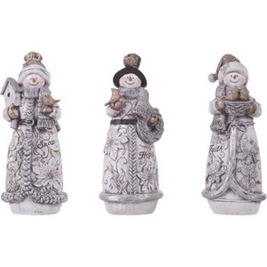 Transpac Resin Glitter Snowman Figurine Set of 3 - Festive Christmas Decorative Objects for Holiday Cheer - 1 of 1