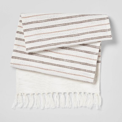 72" x 14" Cotton Neutral Stripe Table Runner - Threshold™