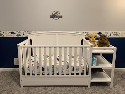 Storkcraft steveston 4 in 1 outlet crib and changer with drawer gray