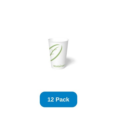 ecotainer 16 oz Compostable Cold Cup SFI Paper Cup PLA Lined Made in USA - Pack of 12