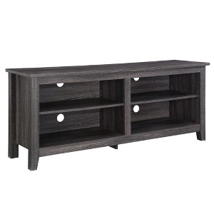58" MDF Classic Open-Storage TV Stand with Adjustable Shelves, Cord Management, and Textured Laminate for Living Room and Bedroom - 1 of 4